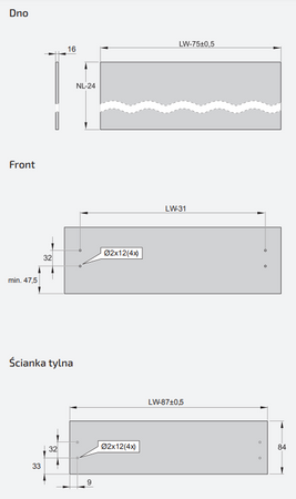 Hafele Matrix SLIM 2.0 - 550/84/35kg/biały