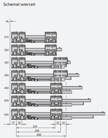 Hafele Matrix SLIM 2.0 - 500/84/35kg/biały