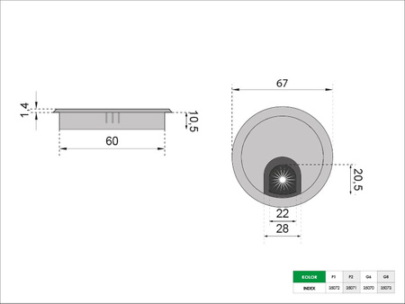Przepust kabla metalowy ST-350 P1 biały