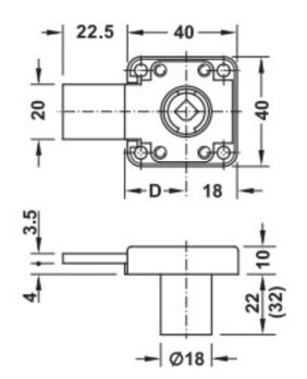 Symo - zamek ryglowy wierzchni, dornmass 25 mm górny (szufladowy), długi rygiel