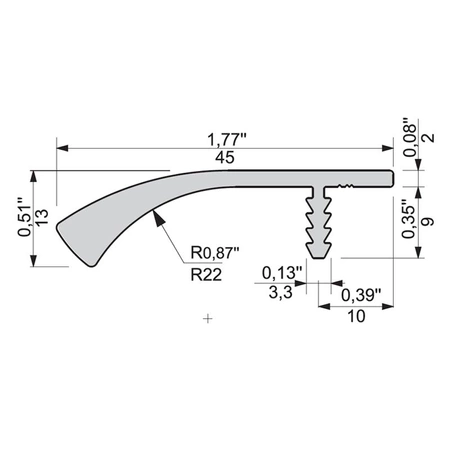 Zobal - uchwyt do szafek dolnych U-21-Aluminium (C-0), Typ S