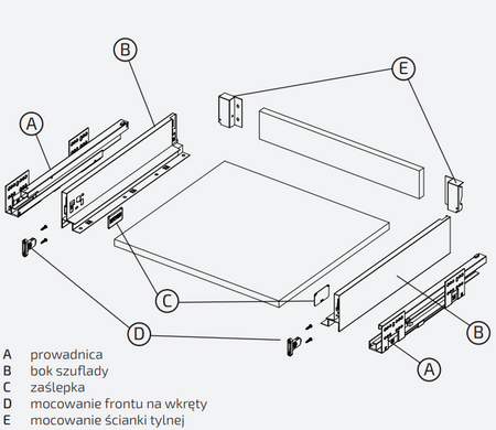 Hafele Matrix SLIM 2.0 - 550/84/35kg/biały