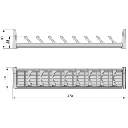 ORDERBOX - uchwyt na talerze do szuflady, 90x470 mm, antracyt