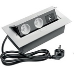 kaseta 2x230V + media 2x USB+kabel z wtyczką,biały