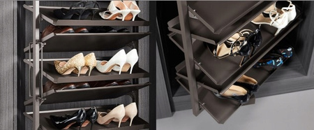 Kosz obrotowy na buty PREMIUM – 12 poziomów, Wysokość 1910-2110 mm obrót 360°, kolor mocca