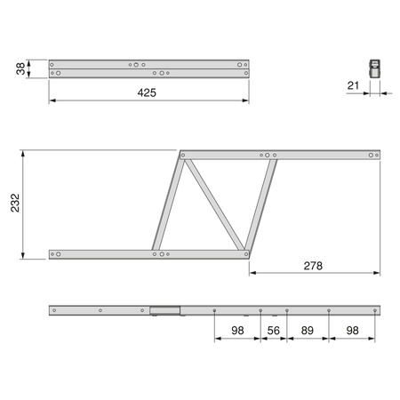 EMUCA - Zestaw mechanizmu podnoszenia stolika kawowego, H232, L425 - Czarny