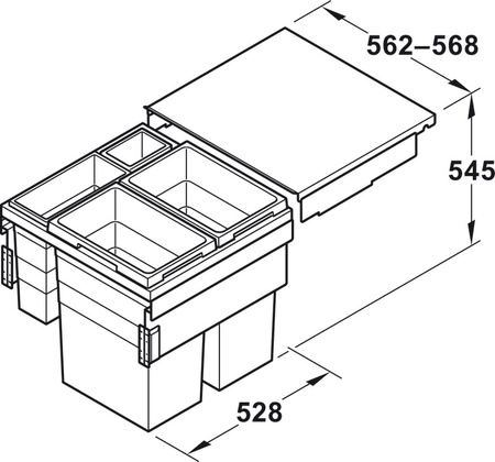 HAILO AS Euro Cargo 600 – system wysuwny 4-komorowy 38/38/12/D/2,5 l
