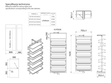 WB-671 x10 P1 Kosz na buty obrotowy (10 półek)