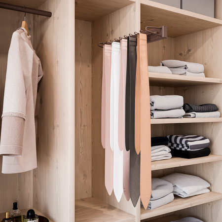 Wysuwany boczny wieszak na krawaty Quartz, Plastik i Aluminium, Mokka