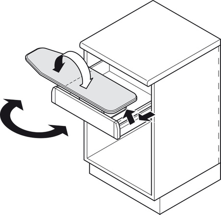 deska do prasowania, Ironfix, montaż w szufladzie, pokrowiec aluminium