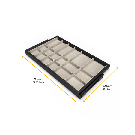 Szuflada z przegródkami HACK, moduł 800 mm, czarny
