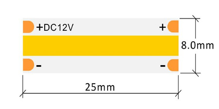 TAŚMA LED 12V COB - 10W/m (480 LED/m) - 8mm - ciepły biały (ROLKA 50mb)