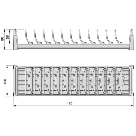 ORDERBOX - uchwyt na talerze do szuflady, 120x470 mm, antracyt