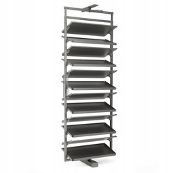 Kosz obrotowy, cargo na buty wysoki, do szafki 800mm, 12 półek, ze spowalniaczem, metalowe półki, kolor mocca