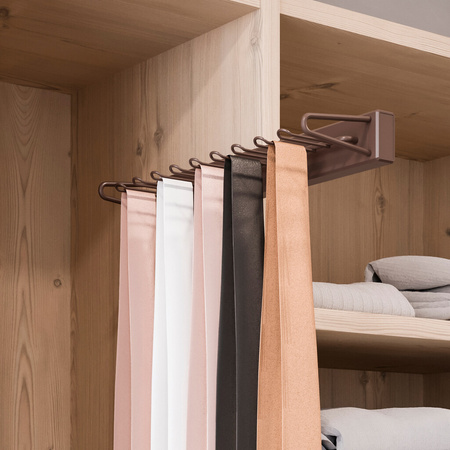 Wysuwany boczny wieszak na krawaty Quartz, Plastik i Aluminium, Mokka