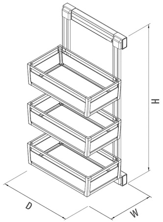 Półka boczna potrójna, biała lewa