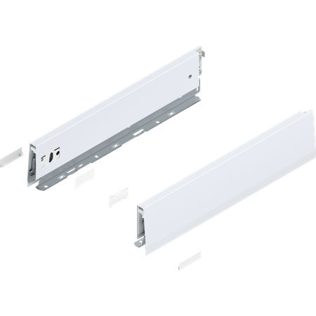 Bok MERIVOBOX, wysokość M (91 mm), dł.=270 mm, lewy/prawy, kolor - jedwabiście biały mat