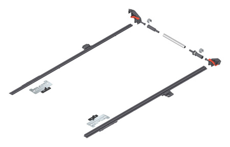 MERIVOBOX Stabilizacja boczna, dł.=650 mm, KB=1400 mm, pełen wysuw, kolor - R7037 ciemnoszara