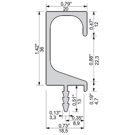 Zobal - uchwyt do szafek dolnych UKW-7-Aluminium (C-0), Standard