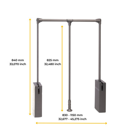 Emuca - Pantograf SWAY, 830-1150, tytanowy