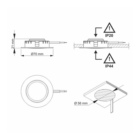 Oprawa LED IVO 3,5W 230V AC neutralna