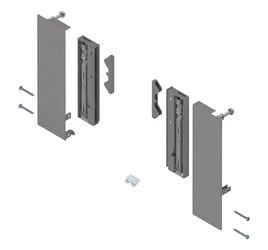 Mocowanie frontu MERIVOBOX , do szuflady wewnętrznej z elementami dekoracyjnymi, lewe/prawe, kolor - szary indium mat
