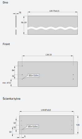 Hafele Matrix SLIM 2.0 - 450/135/35kg/czarny