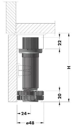CAMAR SMILE nóżka meblowa H‑80 czarna