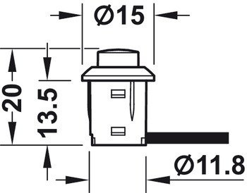 LOOX - Przełącznik naciskowy d=12/h=13,5 srebrny