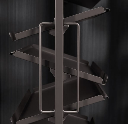 Kosz obrotowy na buty PREMIUM – 12 poziomów, Wysokość 1910-2110 mm obrót 360°, kolor mocca