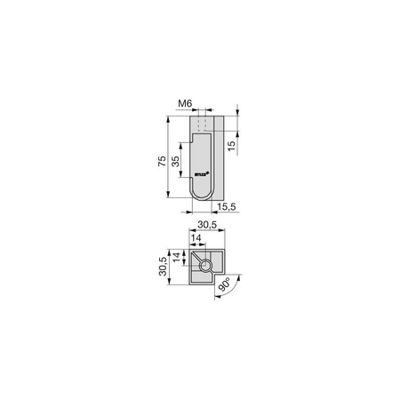 EMUCA - uchwyt kątowy do drążka SILK (1 szt.) czarny