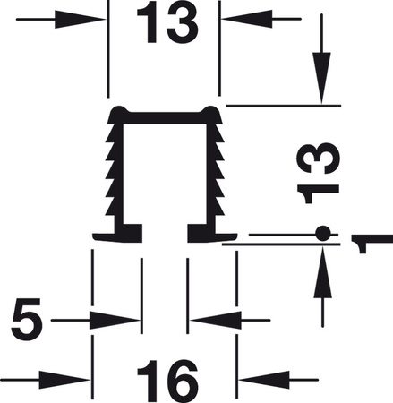 Hafele Slido F-Line11 12A Infront - szyna prowadząca pojedyncza, górna, srebrna