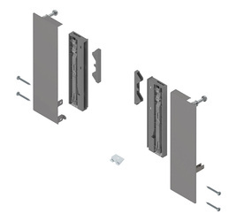 Mocowanie frontu MERIVOBOX , do szuflady wewnętrznej z elementami dekoracyjnymi, lewe/prawe, kolor - szary indium mat