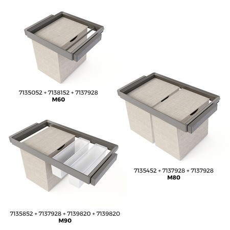 Kosz na ubrania do szaf i garderoby Quartz – tytanowy