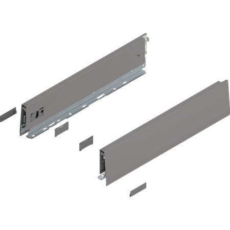 Bok MERIVOBOX, wysokość M (91 mm), dł.=270 mm, lewy/prawy, kolor - szary indium mat