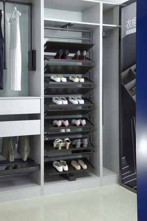 Kosz obrotowy na buty PREMIUM – 12 poziomów, Wysokość 1910-2110 mm obrót 360°, kolor mocca