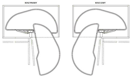 Girasolo półka do szafki narożnej 450 mm, prawa