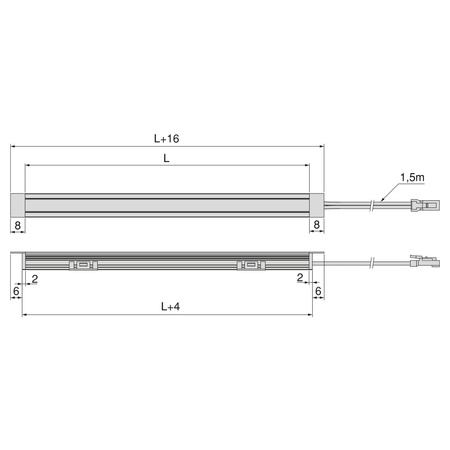 LED PYXIS - oprawa wpuszczana (24V) ciepła biel (2700K), długość 2,3m, czarny anodowany