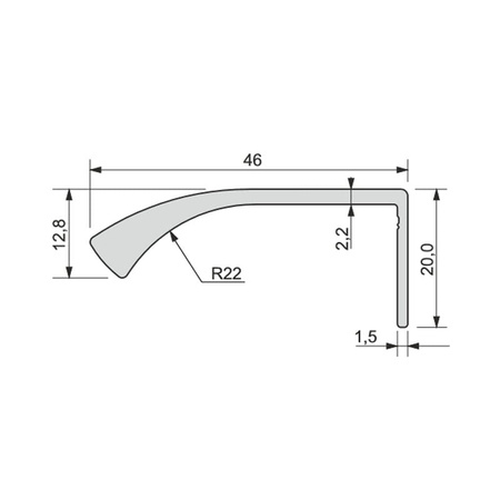 Zobal - uchwyt do szafek dolnych U-21-Aluminium (C-0), Typ S