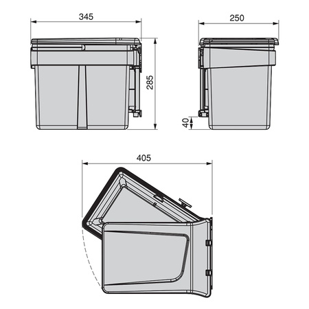 EMUCA - Pojemnik do recyklingu, 15 L